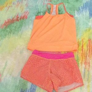 Pink, Orange Gym outfit includes- Top and Bottom